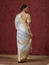 Silver Tissue Yellow Handloom Border Silk Saree with Blouse Fabric